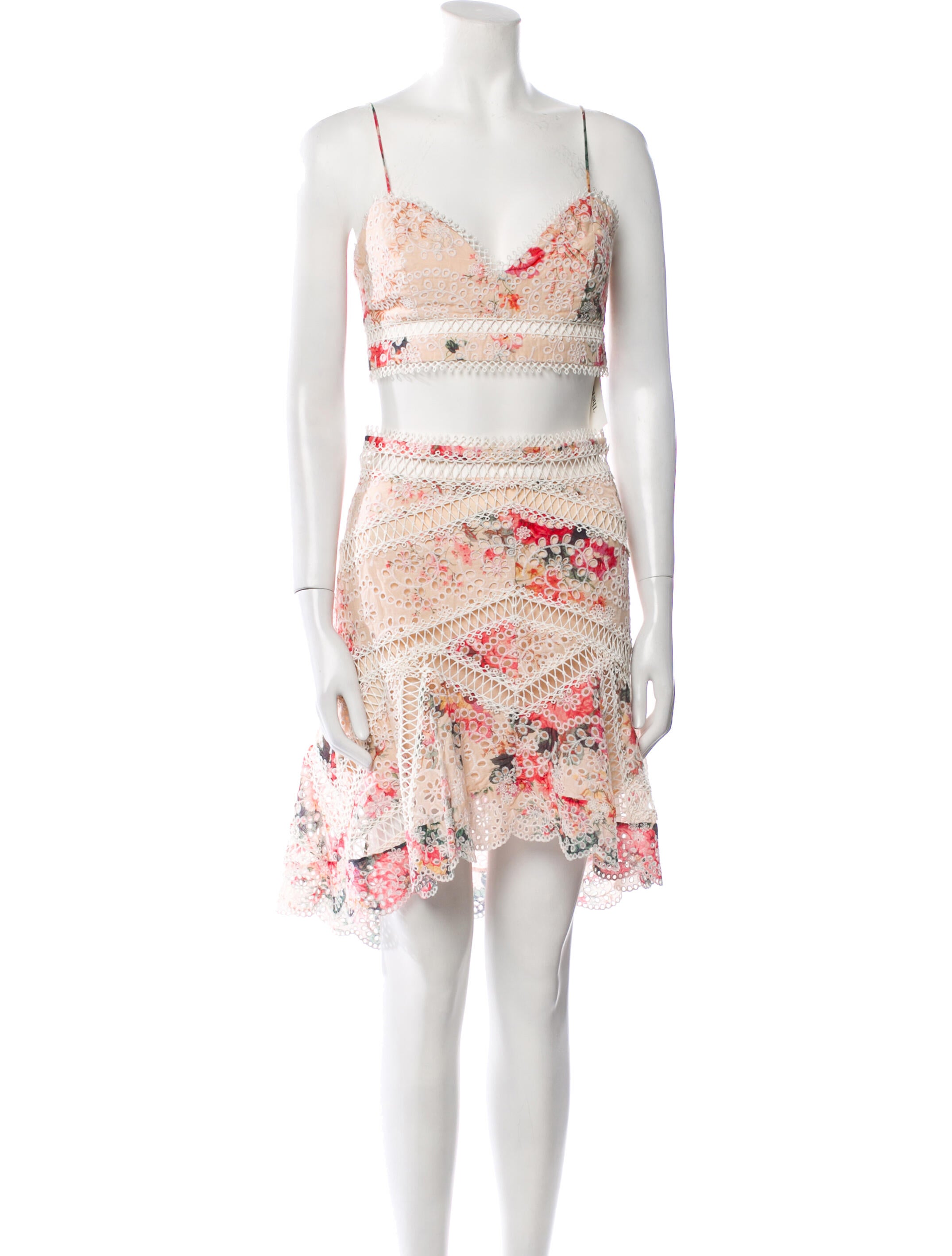 Zimmermann Lace Pattern Lasercut Accents Skirt Set