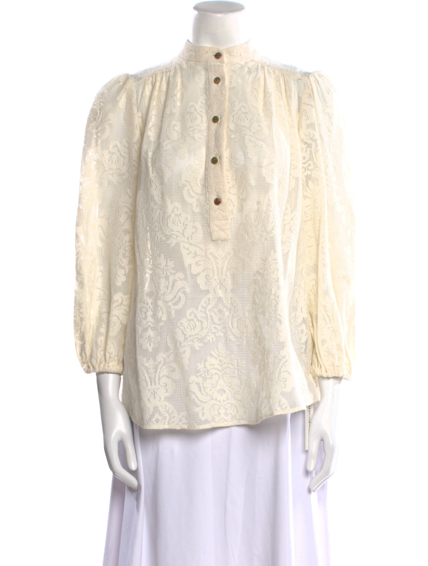 Zimmermann Lace Pattern Mock Neck Blouse