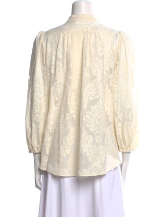 Zimmermann Lace Pattern Mock Neck Blouse