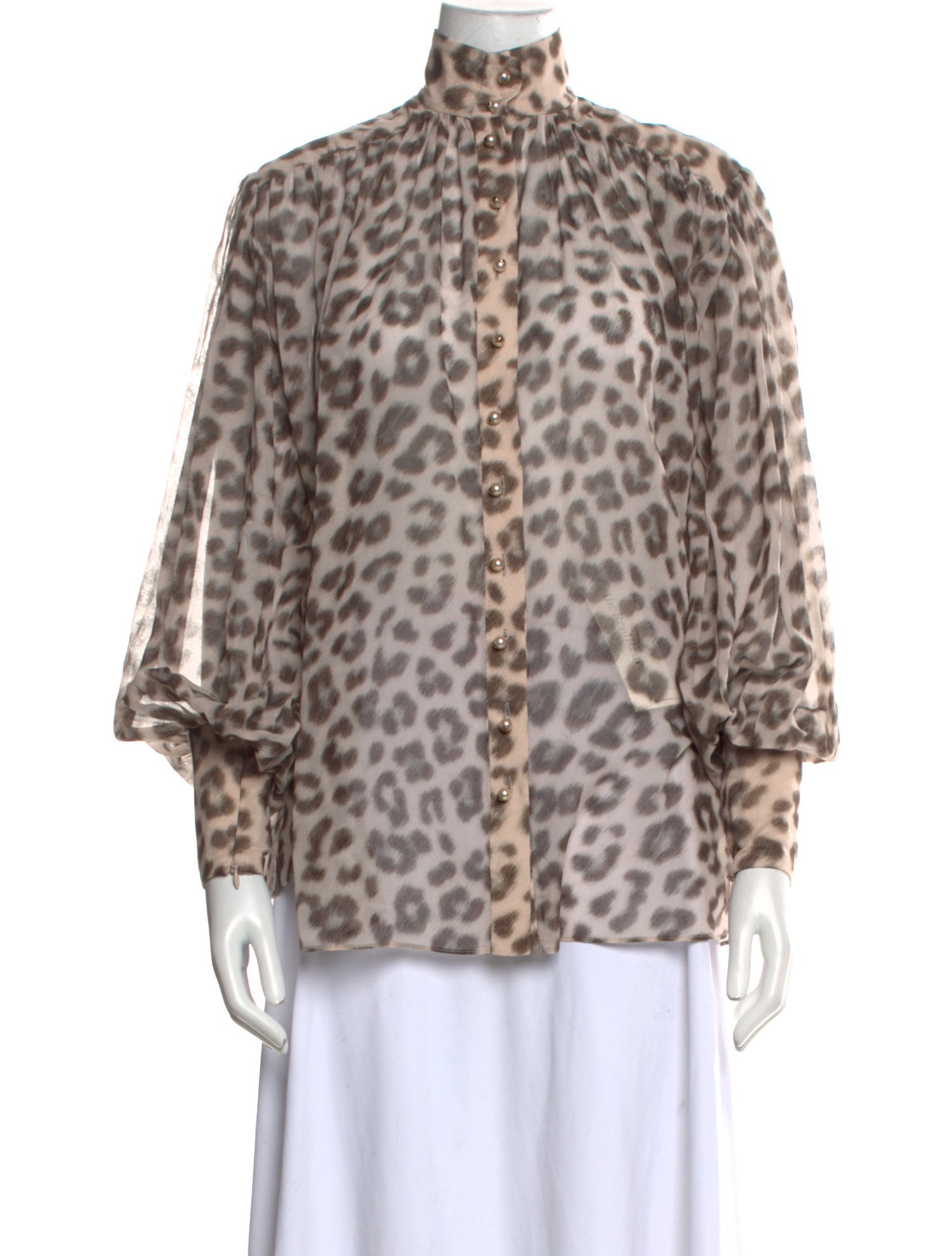 Zimmermann Animal Print Mock Neck Blouse