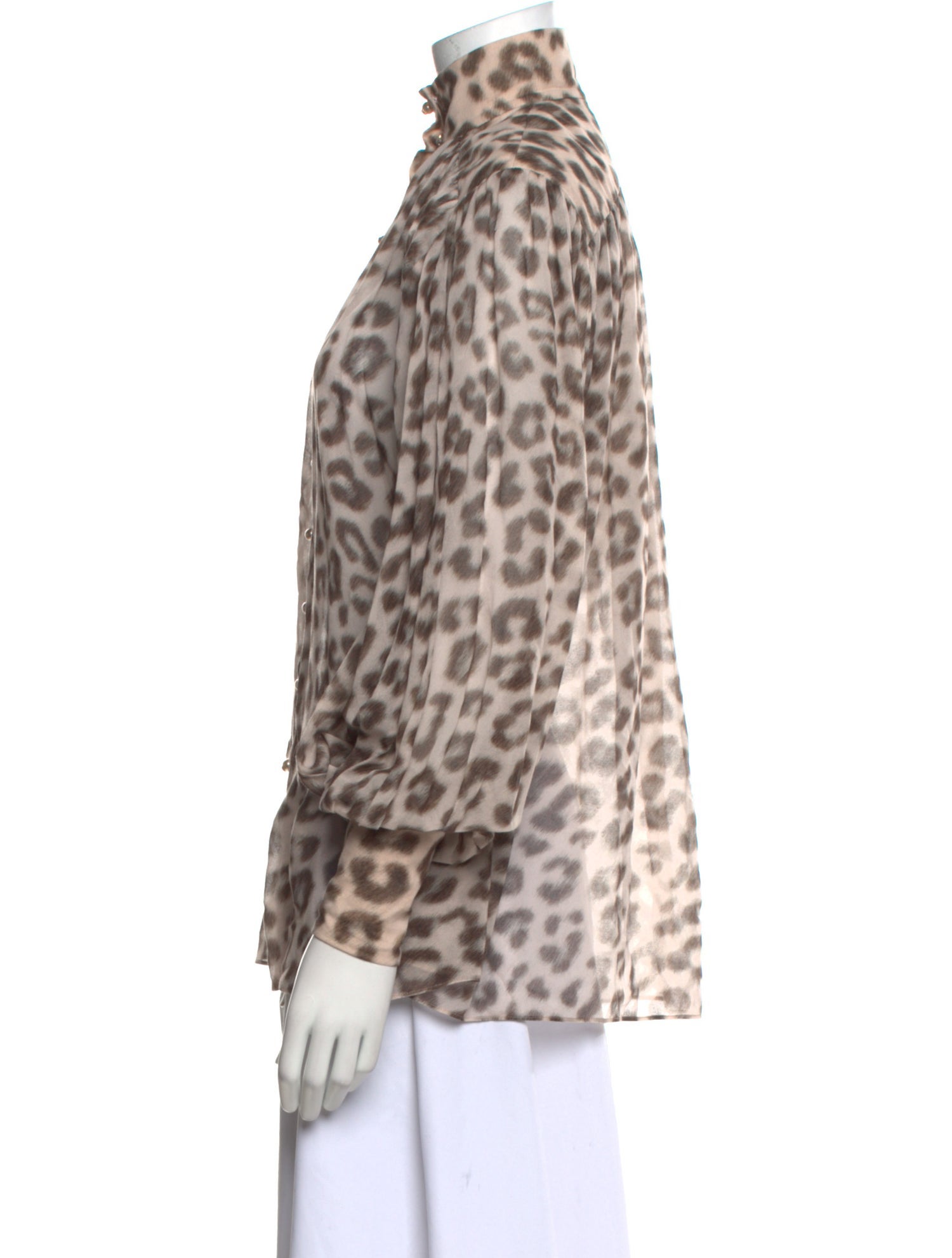 Zimmermann Animal Print Mock Neck Blouse