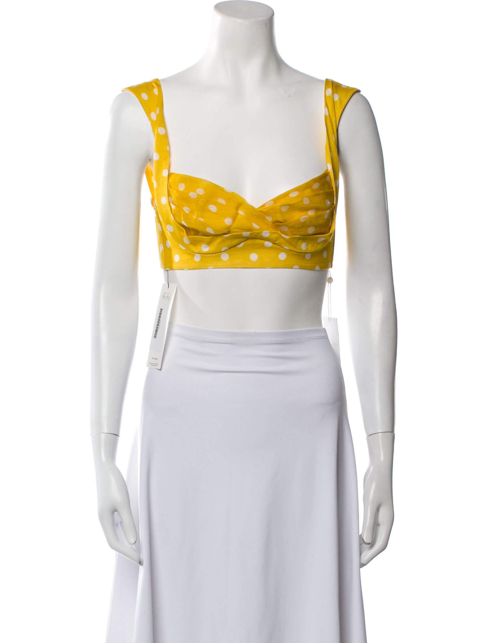 Zimmermann Linen Polka Dot Print Crop Top w/ Tags