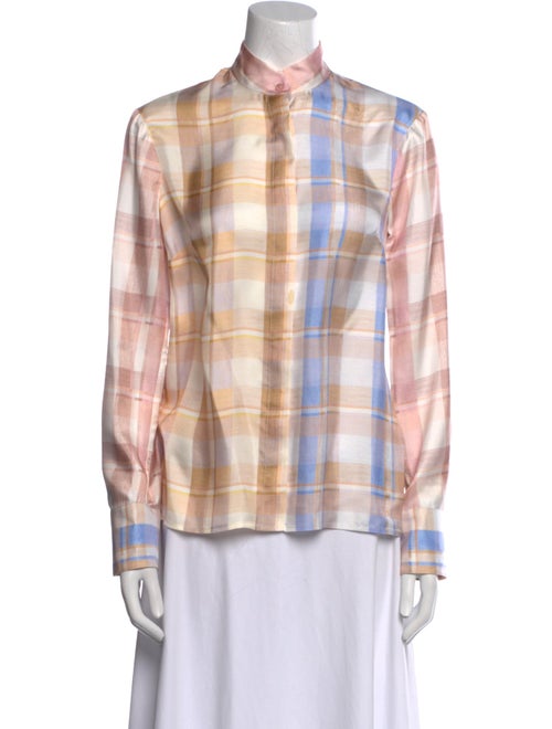Zimmermann Silk Plaid Print Button-Up Top