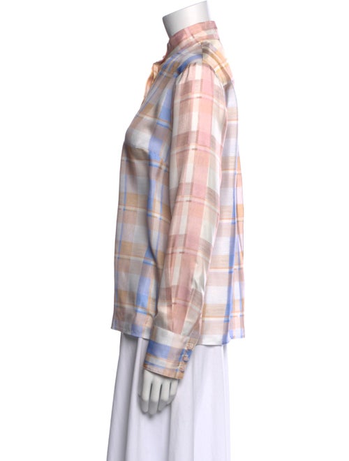 Zimmermann Silk Plaid Print Button-Up Top