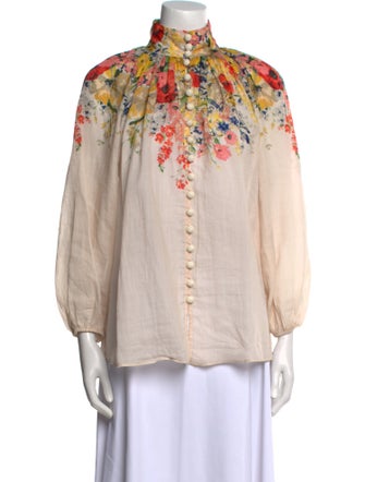 Zimmermann Graphic Print Mock Neck Blouse