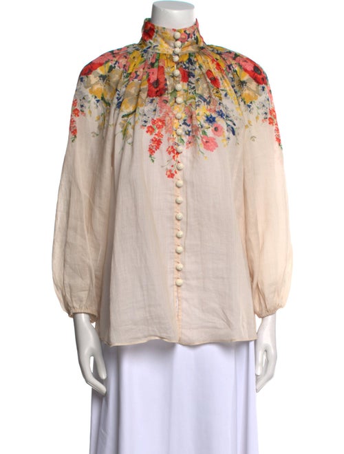 Zimmermann Graphic Print Mock Neck Blouse