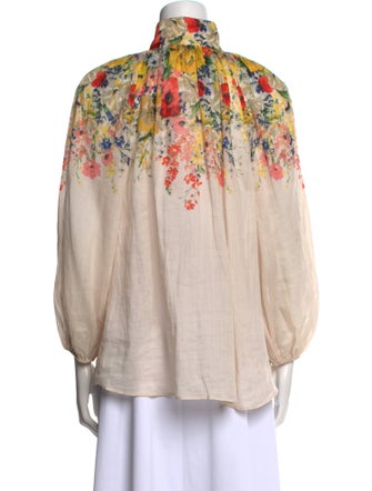 Zimmermann Graphic Print Mock Neck Blouse