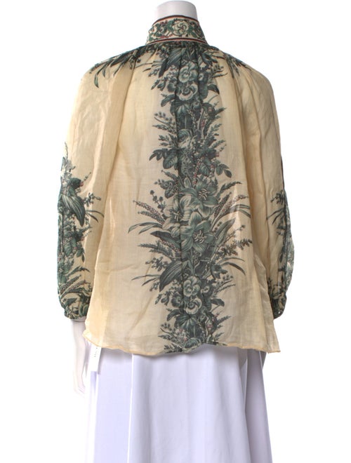 Zimmermann Printed Mock Neck Button-Up Top