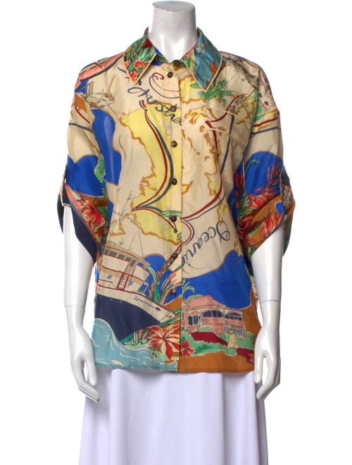 Zimmermann Silk Printed Button-Up Top