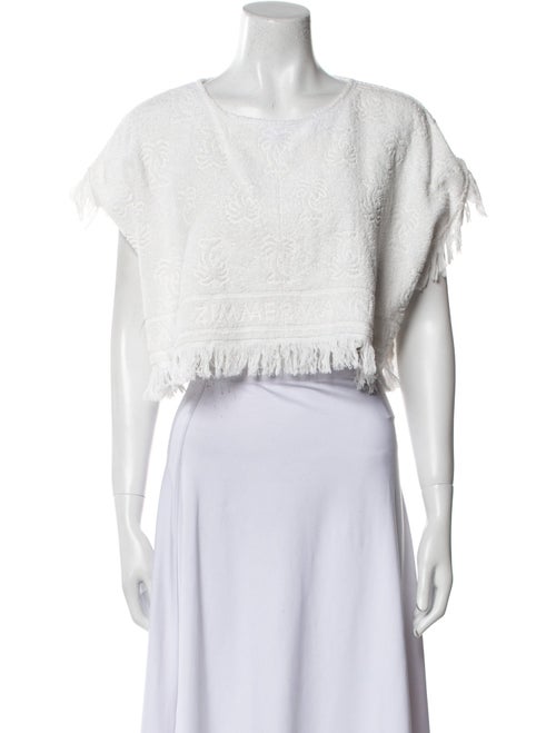 Zimmermann Scoop Neck Short Sleeve Crop Top