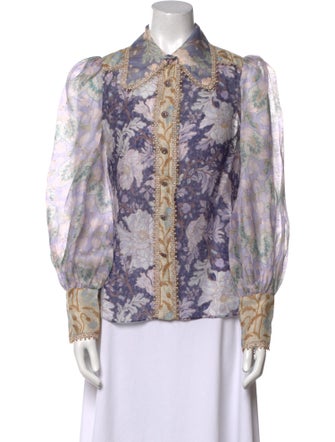 Zimmermann Linen Paisley Print Button-Up Top
