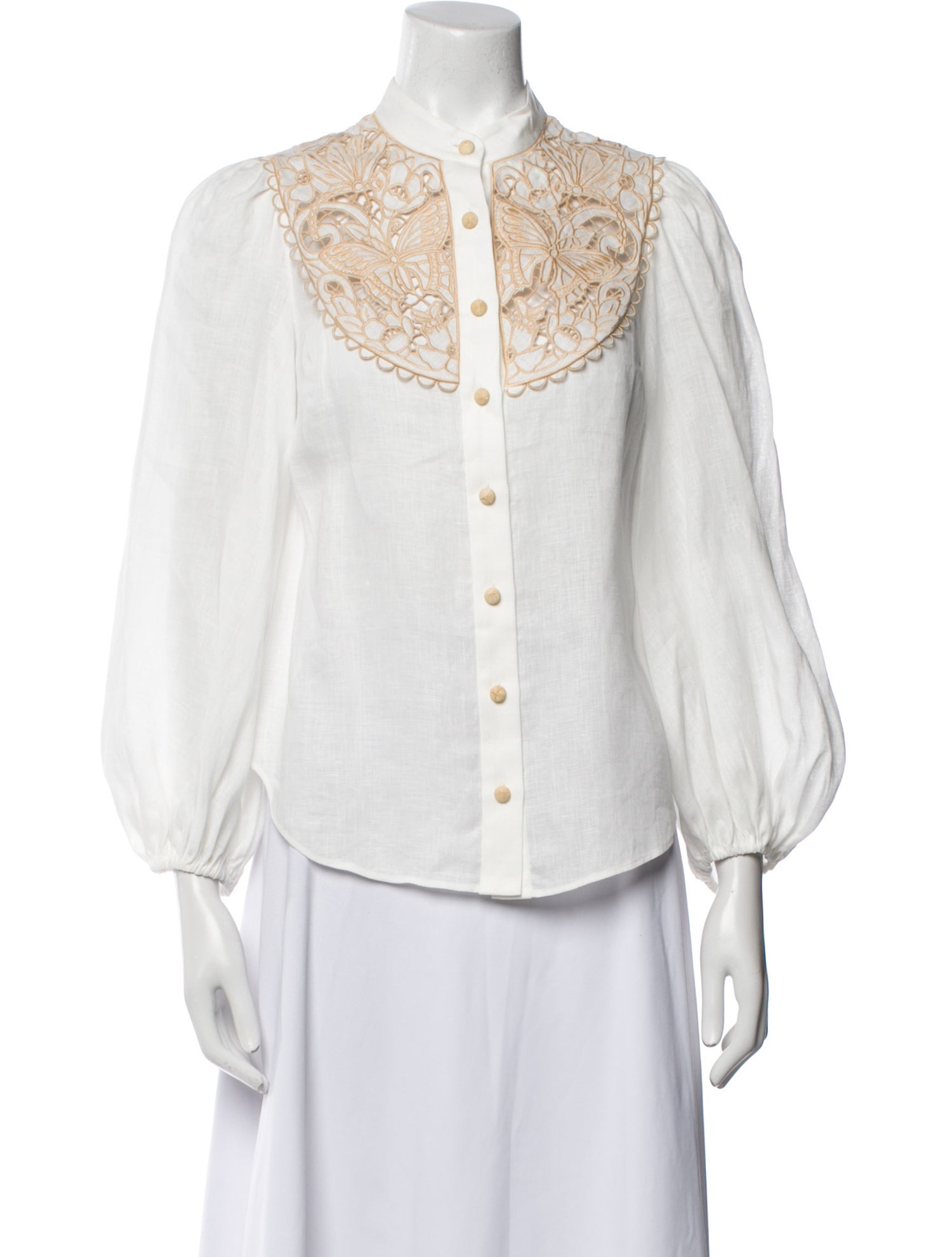 Zimmermann Linen Mock Neck Button-Up Top