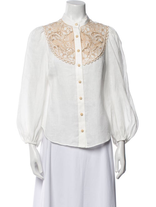 Zimmermann Linen Mock Neck Button-Up Top