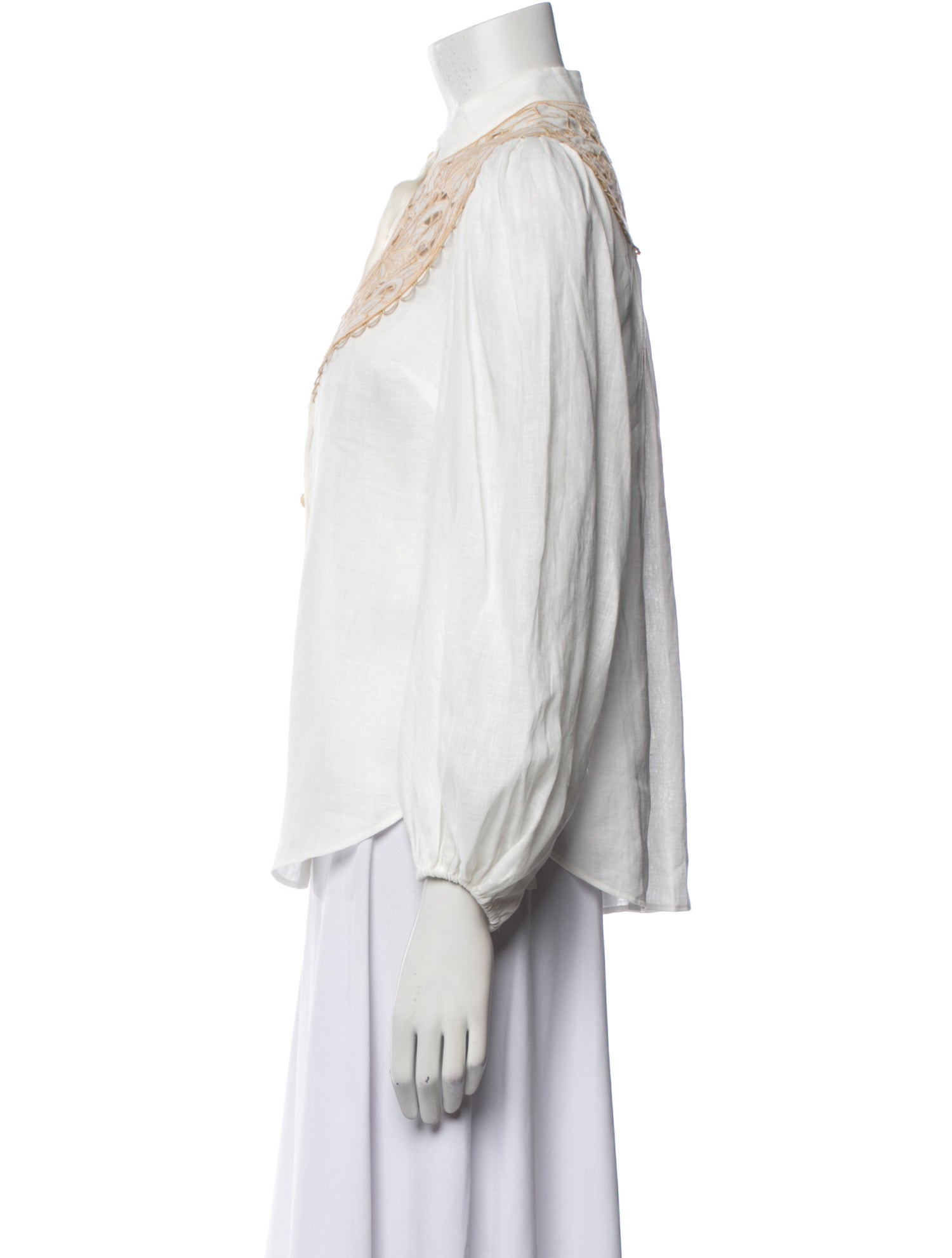 Zimmermann Linen Mock Neck Button-Up Top