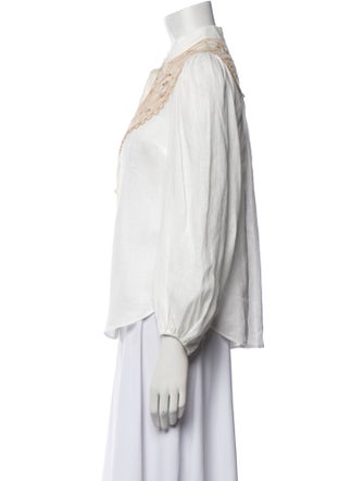 Zimmermann Linen Mock Neck Button-Up Top