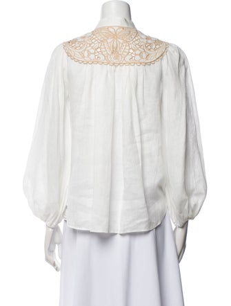 Zimmermann Linen Mock Neck Button-Up Top