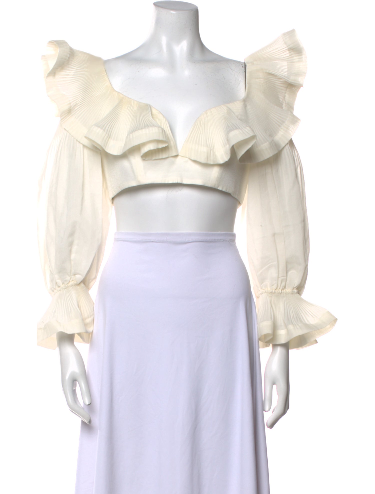 Zimmermann V-Neck Long Sleeve Crop Top