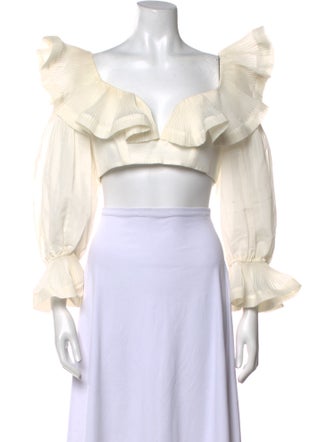 Zimmermann V-Neck Long Sleeve Crop Top