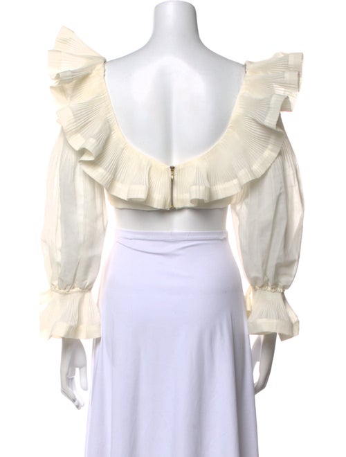 Zimmermann V-Neck Long Sleeve Crop Top