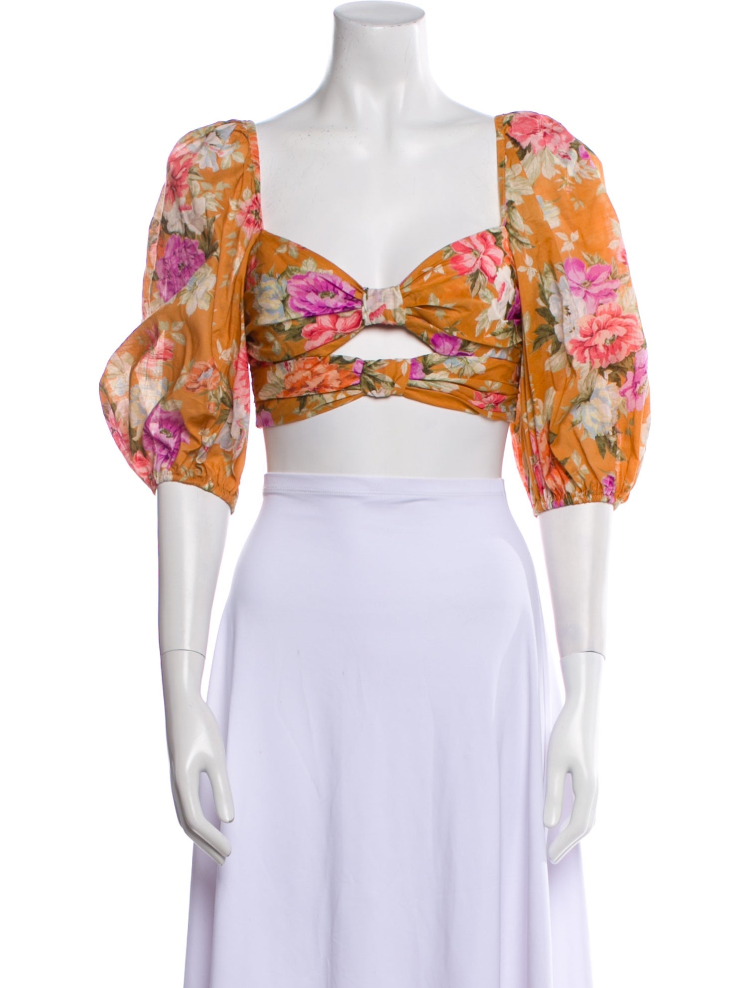 Zimmermann Floral Print Square Neckline Crop Top w/ Tags