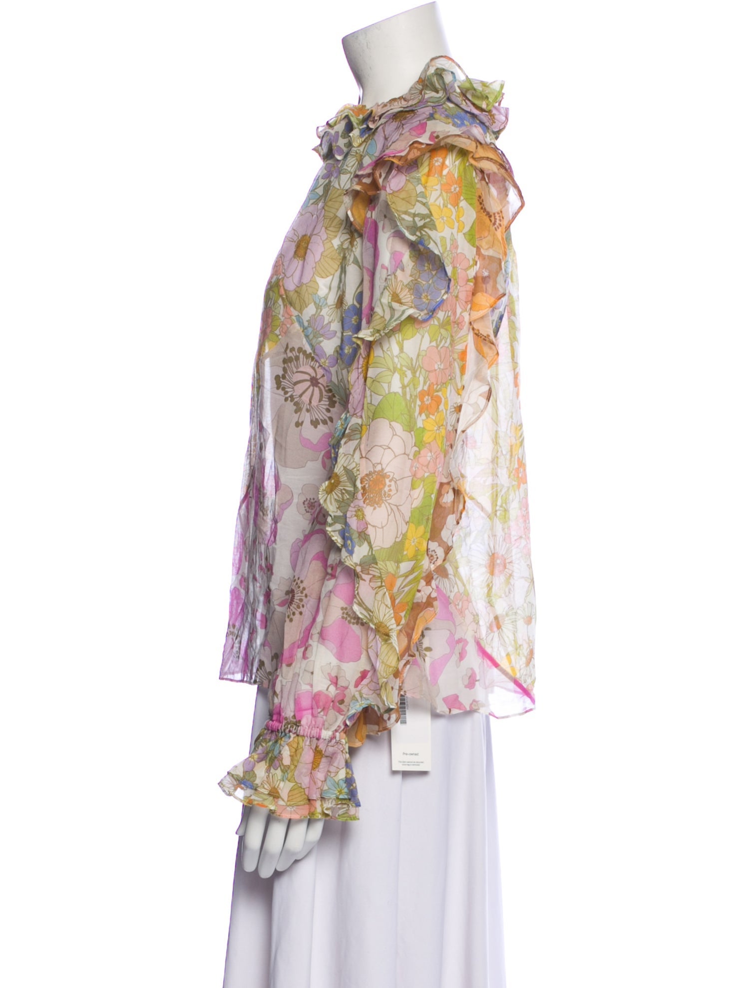 Zimmermann Floral Print Mock Neck Blouse