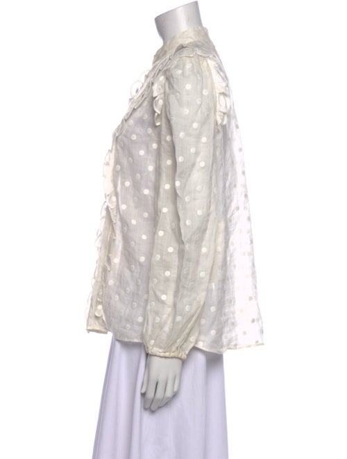 Zimmermann Lace Pattern Mock Neck Button-Up Top