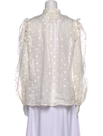 Zimmermann Lace Pattern Mock Neck Button-Up Top