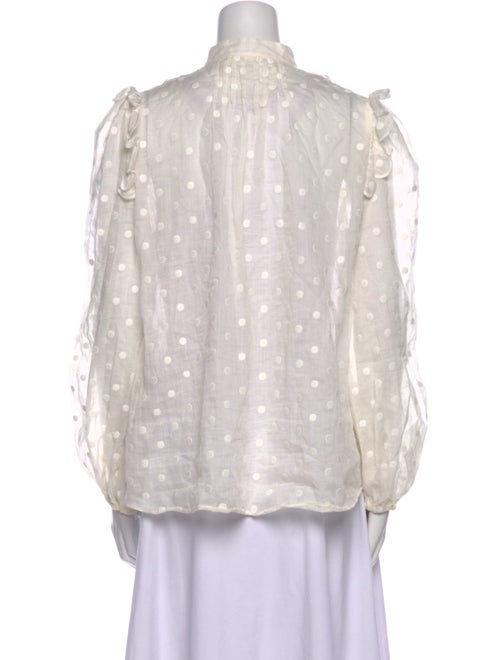 Zimmermann Lace Pattern Mock Neck Button-Up Top