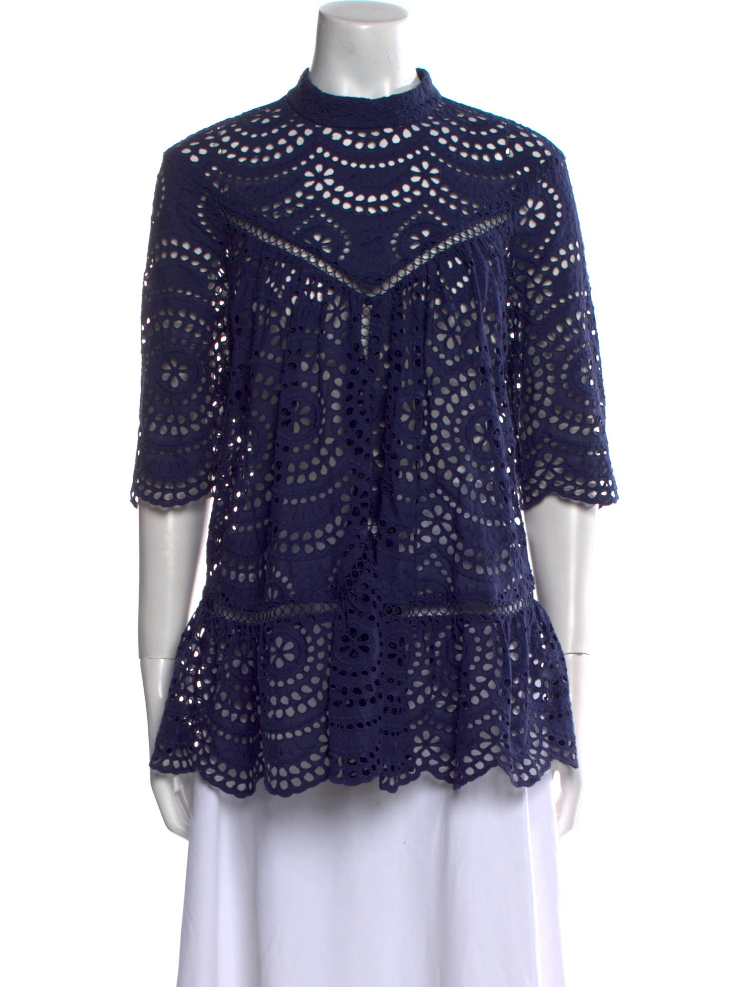 Zimmermann Polka Dot Print Mock Neck Blouse