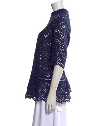 Zimmermann Polka Dot Print Mock Neck Blouse
