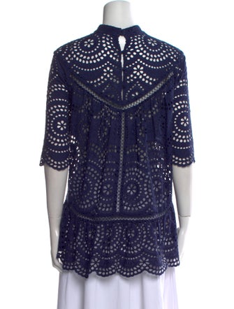 Zimmermann Polka Dot Print Mock Neck Blouse