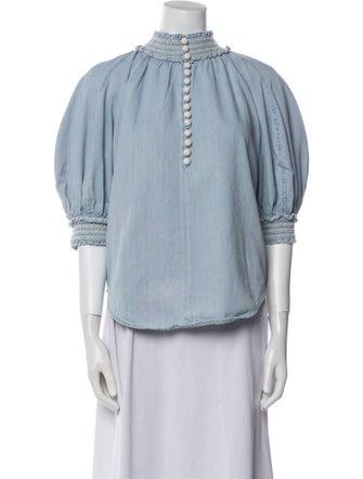 Zimmermann Mock Neck Three-Quarter Sleeve Blouse