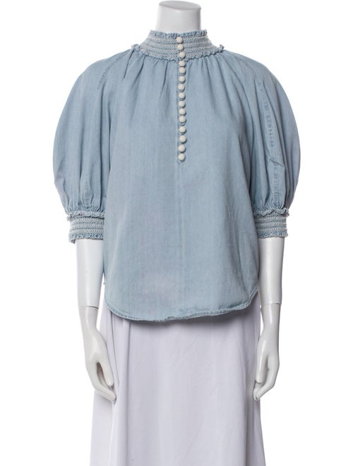 Zimmermann Mock Neck Three-Quarter Sleeve Blouse
