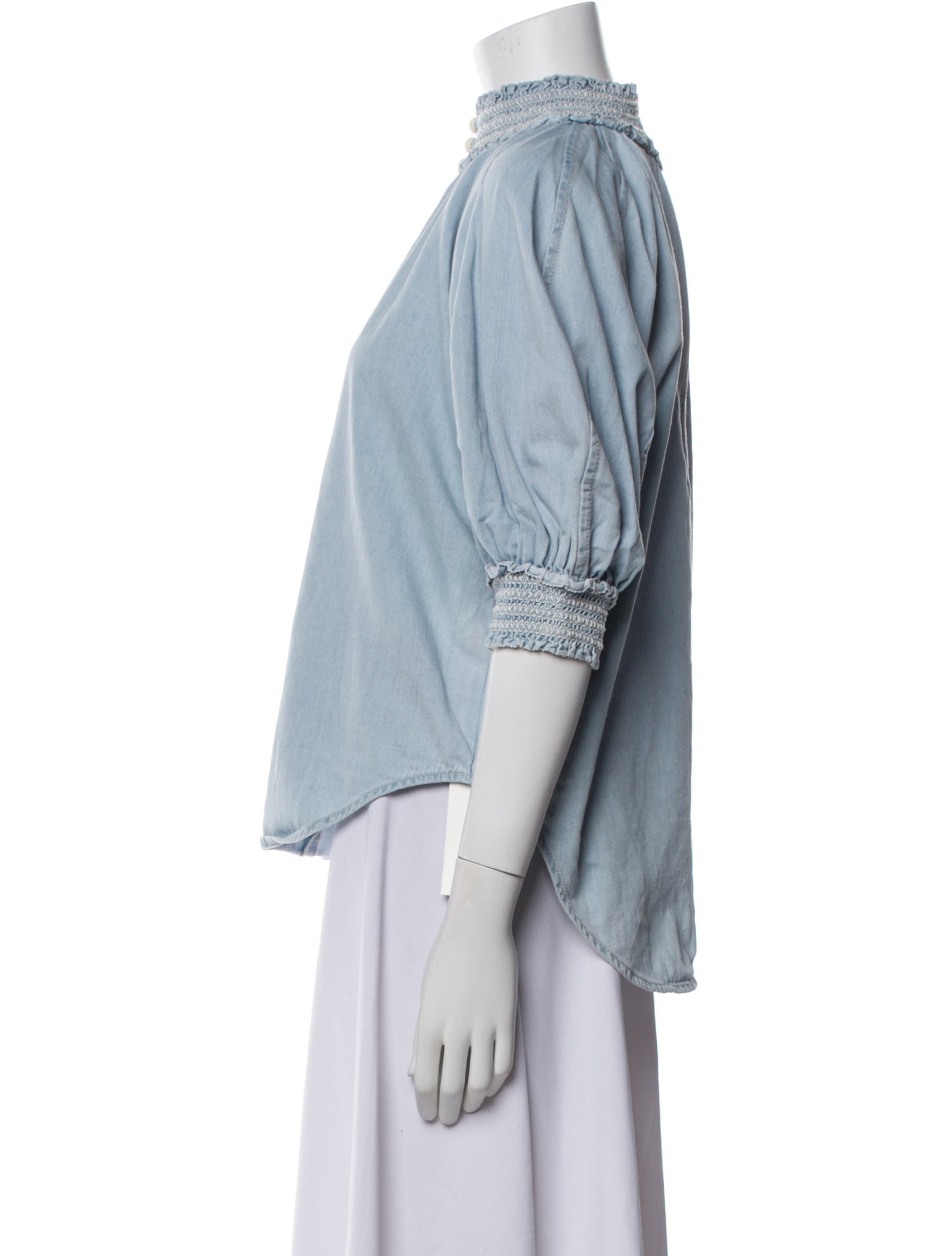 Zimmermann Mock Neck Three-Quarter Sleeve Blouse