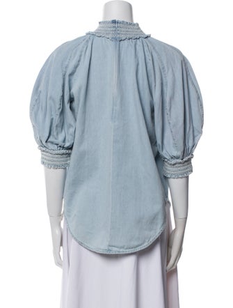 Zimmermann Mock Neck Three-Quarter Sleeve Blouse