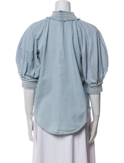 Zimmermann Mock Neck Three-Quarter Sleeve Blouse