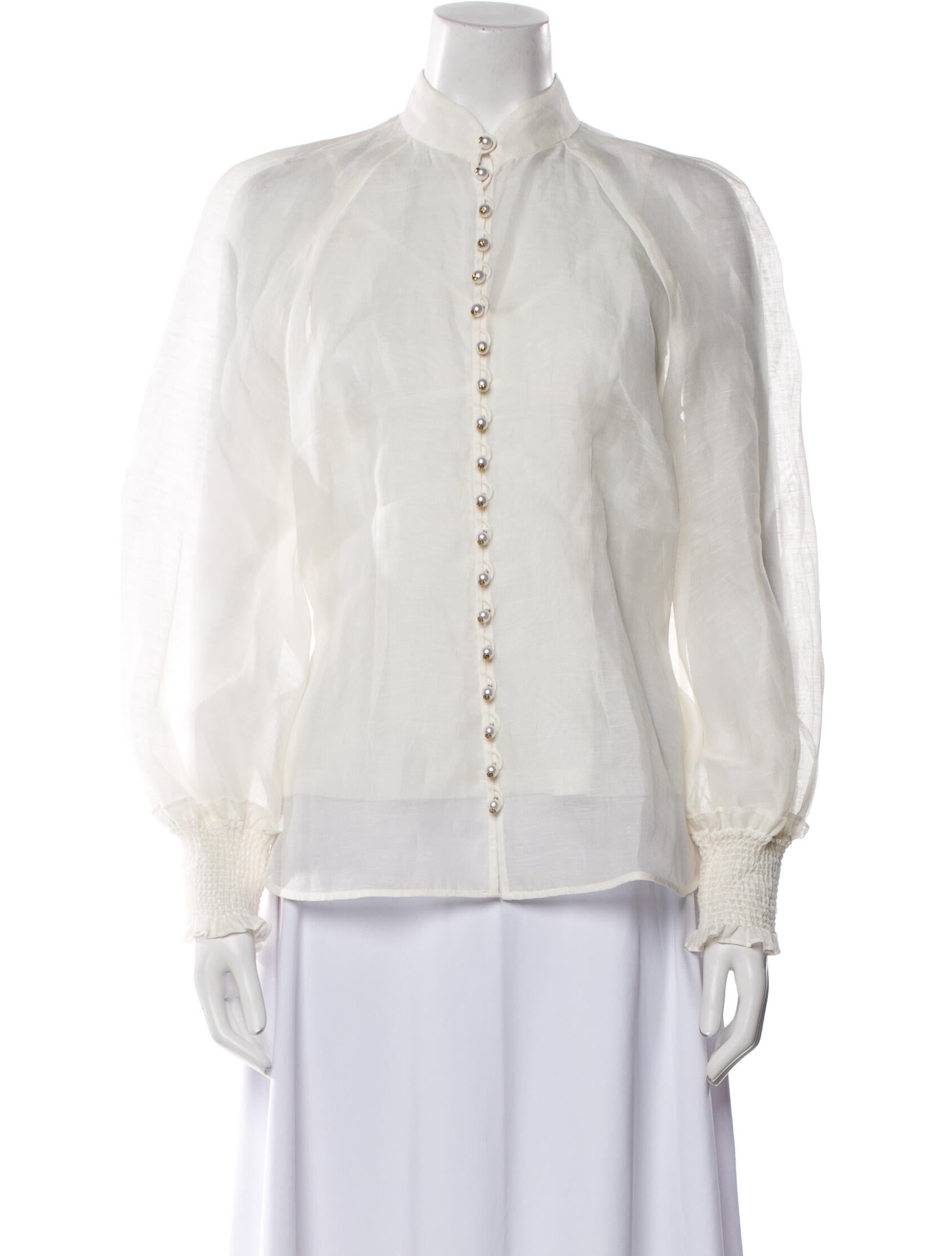 Zimmermann Natura Blouse Linen Button-Up Top w/ Tags