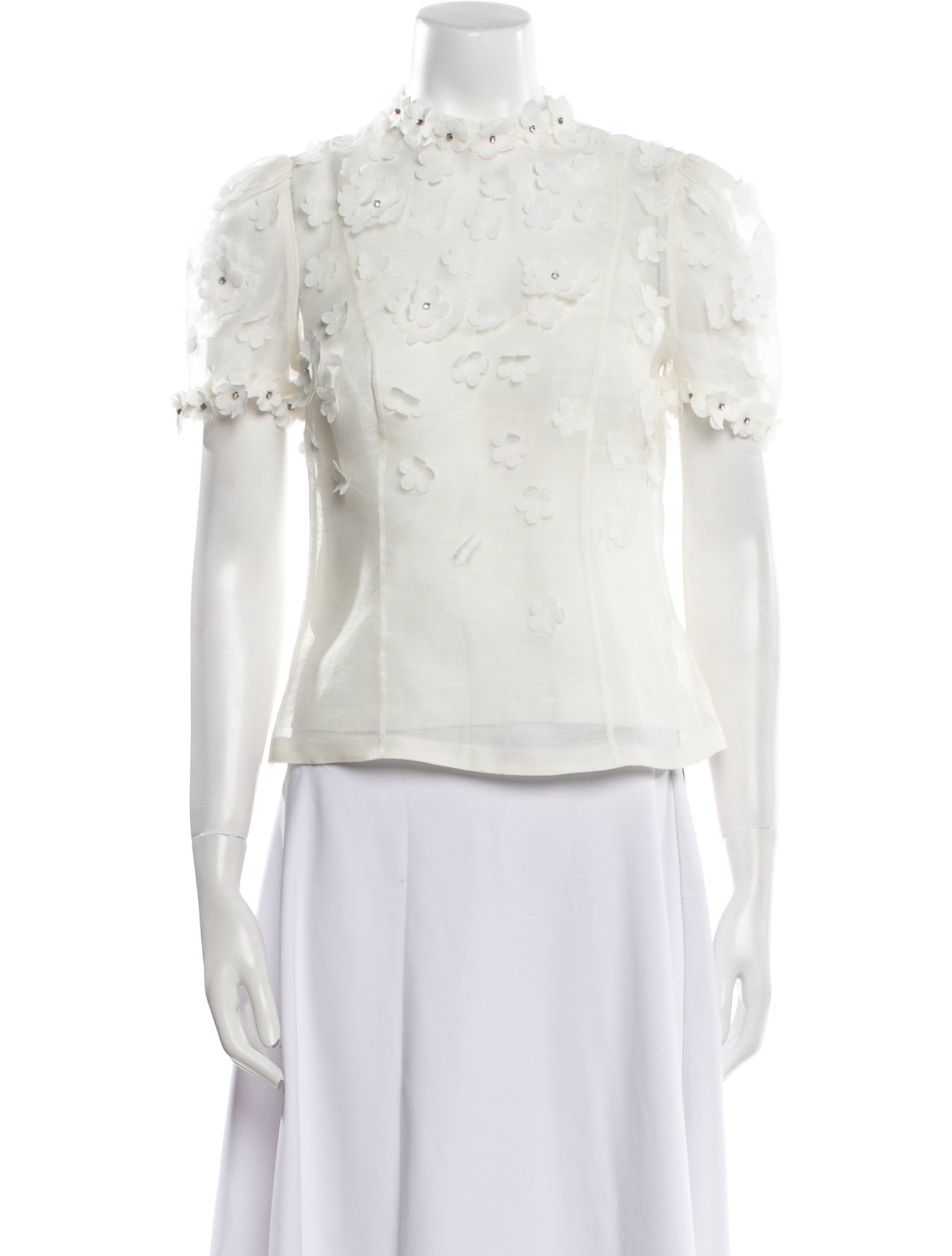 Zimmermann Mock Neck Short Sleeve Top