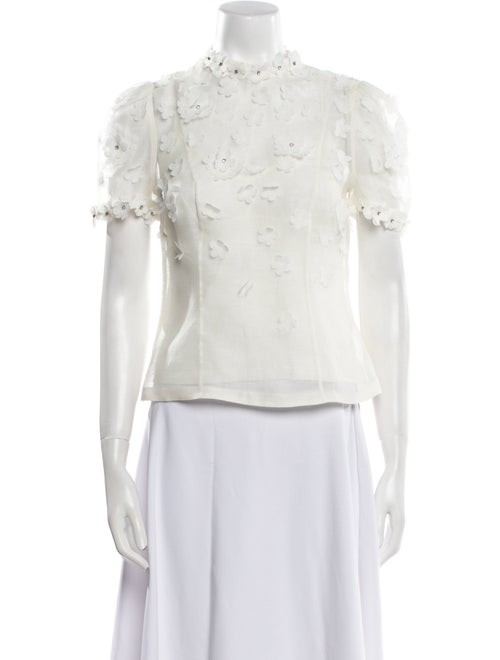 Zimmermann Mock Neck Short Sleeve Top