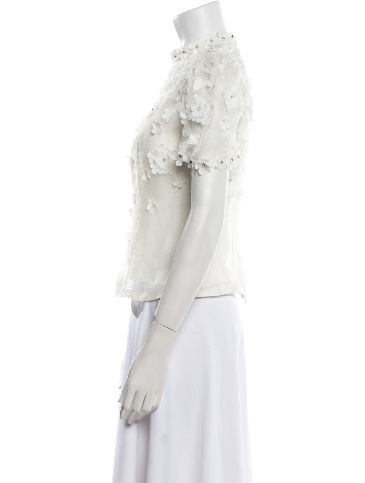 Zimmermann Mock Neck Short Sleeve Top