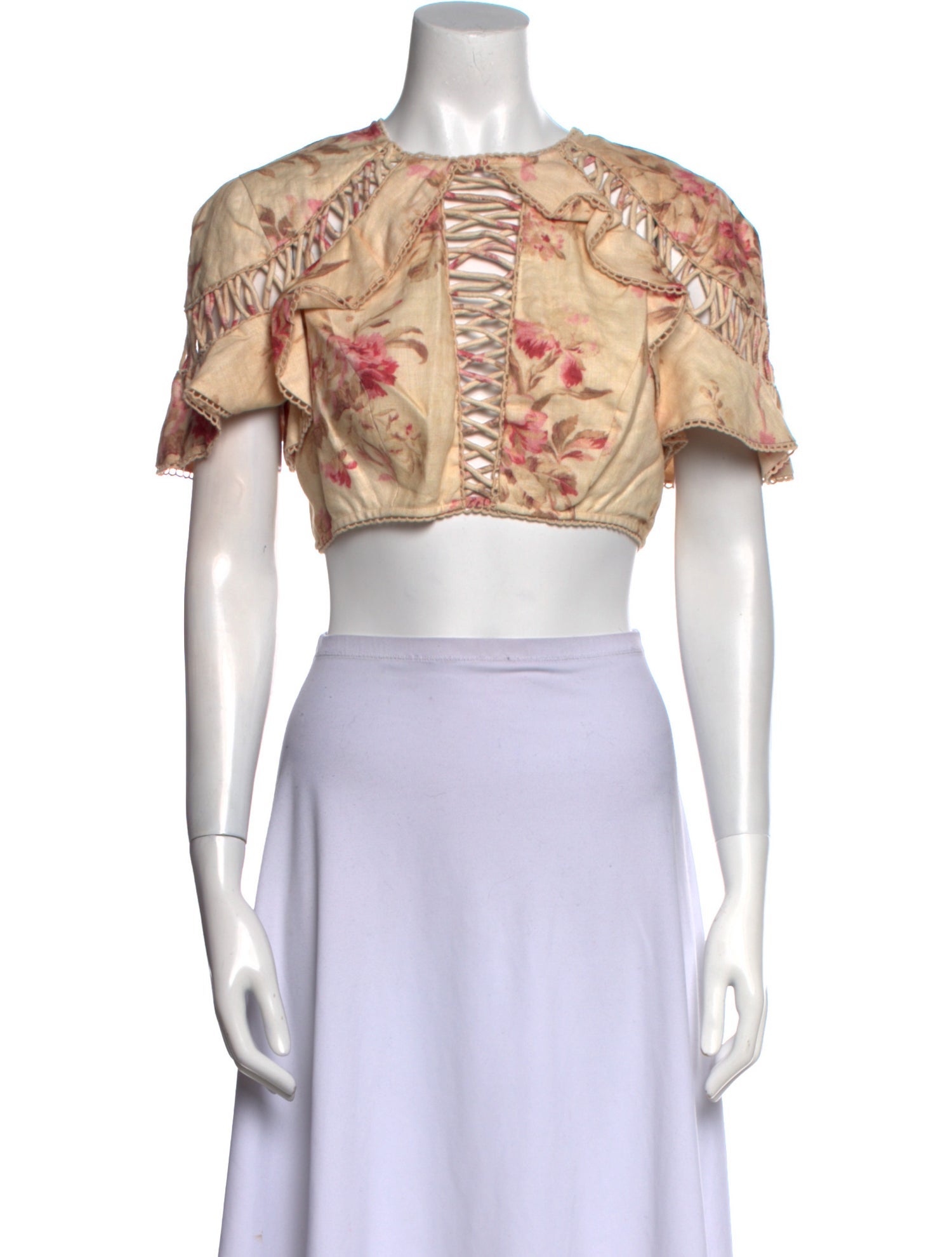 Zimmermann Linen Floral Print Crop Top