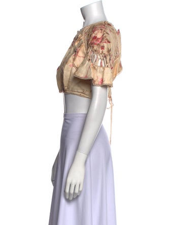 Zimmermann Linen Floral Print Crop Top