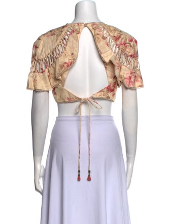 Zimmermann Linen Floral Print Crop Top