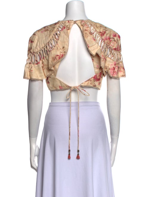 Zimmermann Linen Floral Print Crop Top