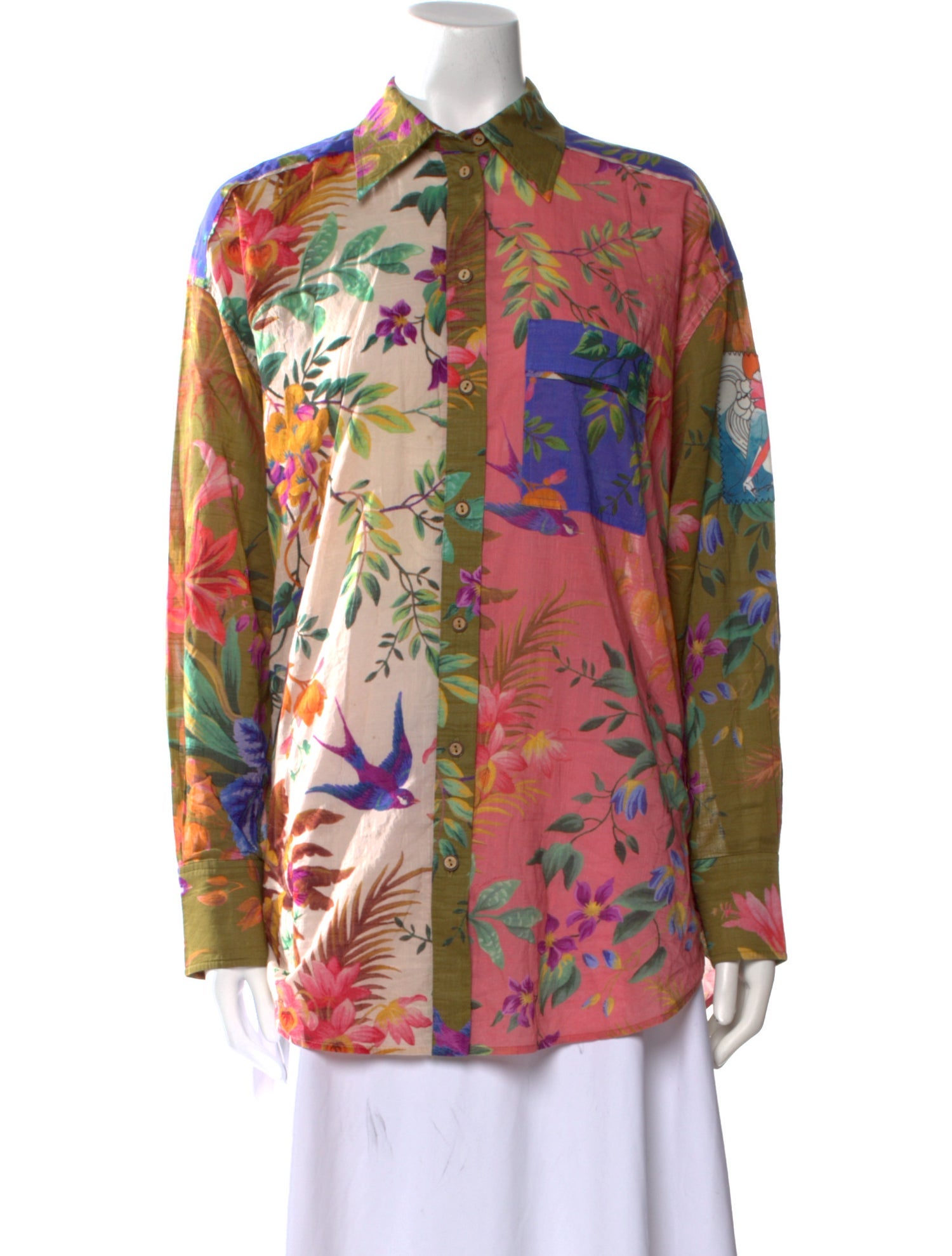 Zimmermann Floral Print Long Sleeve Button-Up Top
