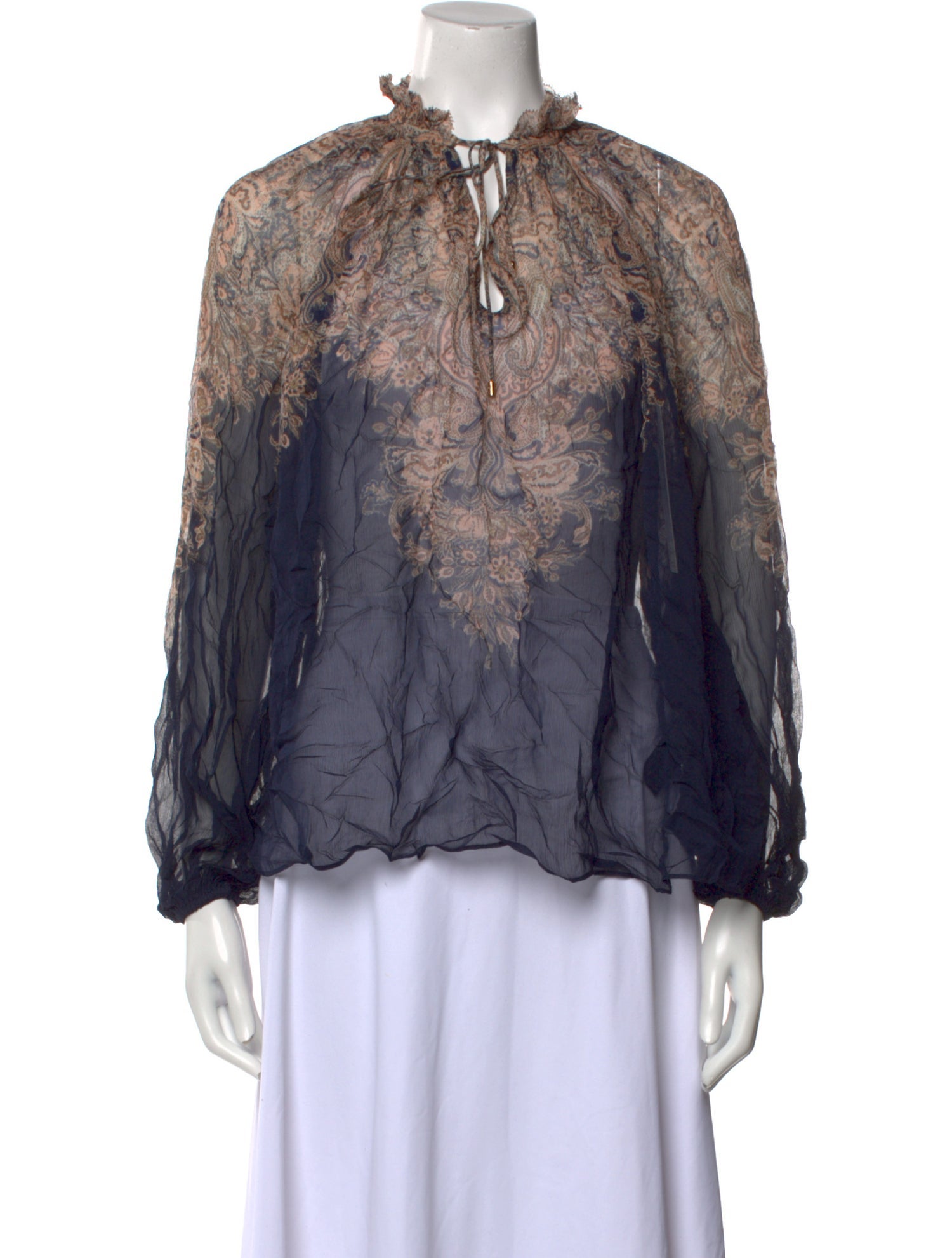 Zimmermann Printed Mock Neck Blouse w/ Tags