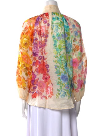 Zimmermann Floral Print Mock Neck Blouse