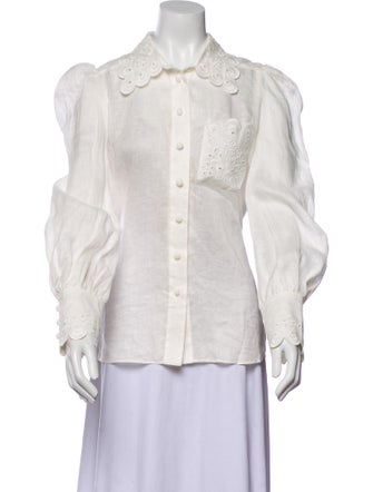 Zimmermann Linen Long Sleeve Button-Up Top
