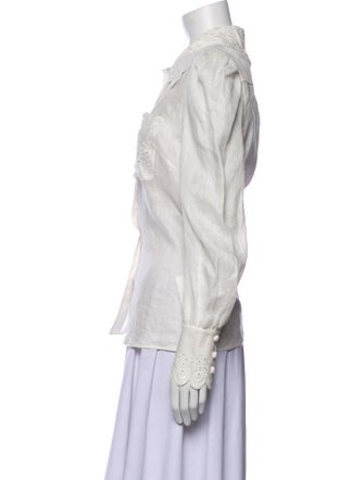 Zimmermann Linen Long Sleeve Button-Up Top