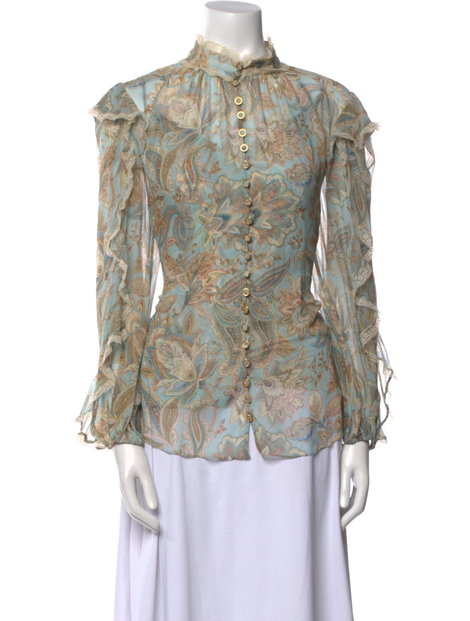 Zimmermann Printed Mock Neck Blouse